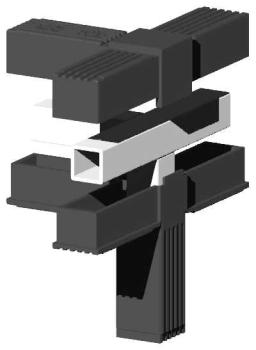 Alu-Stecksystem - T-Stück mit Abgang für Aluminium Rohr